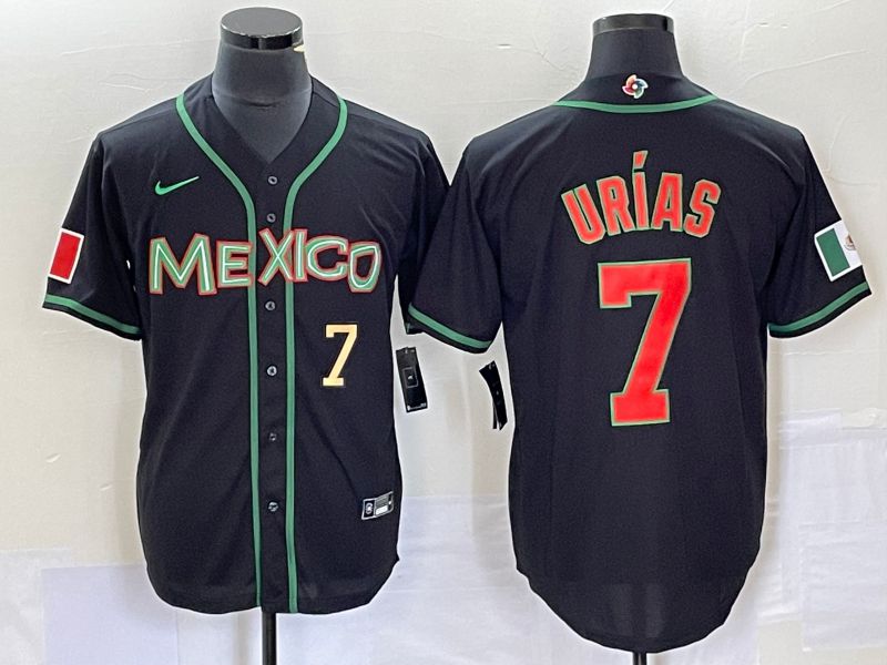 Men 2023 World Cub Mexico #7 Urias Black red Nike MLB Jersey